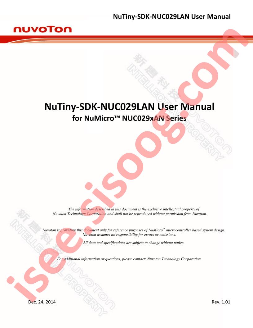 NuTiny-SDK-NUC029LAN User Manual