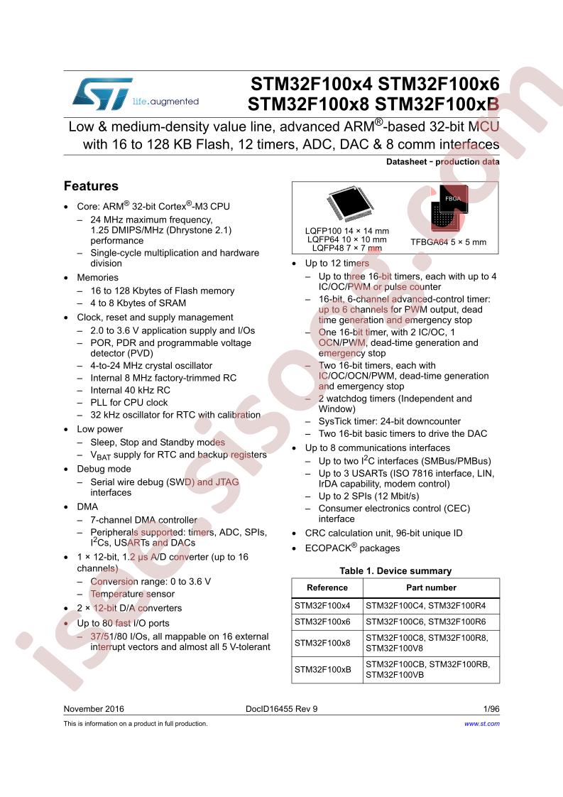 STM32F100x4, x6, x8, xB