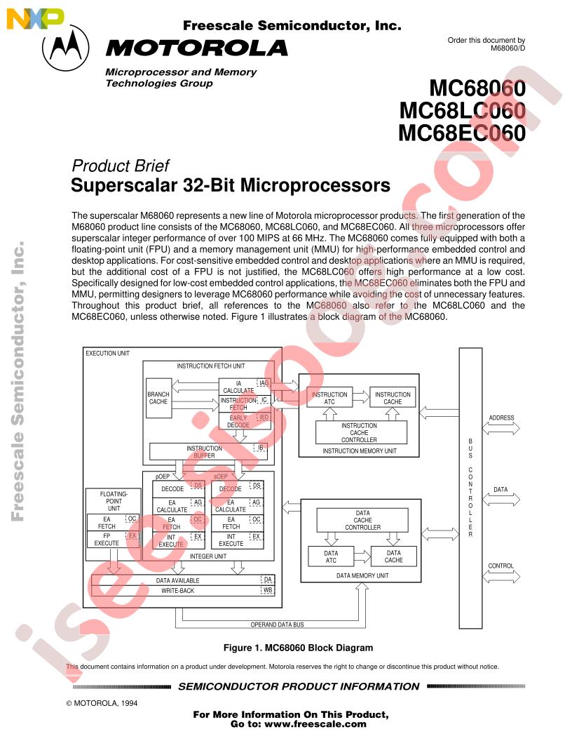 MC68060,68EC060,68LC060 Product Brief