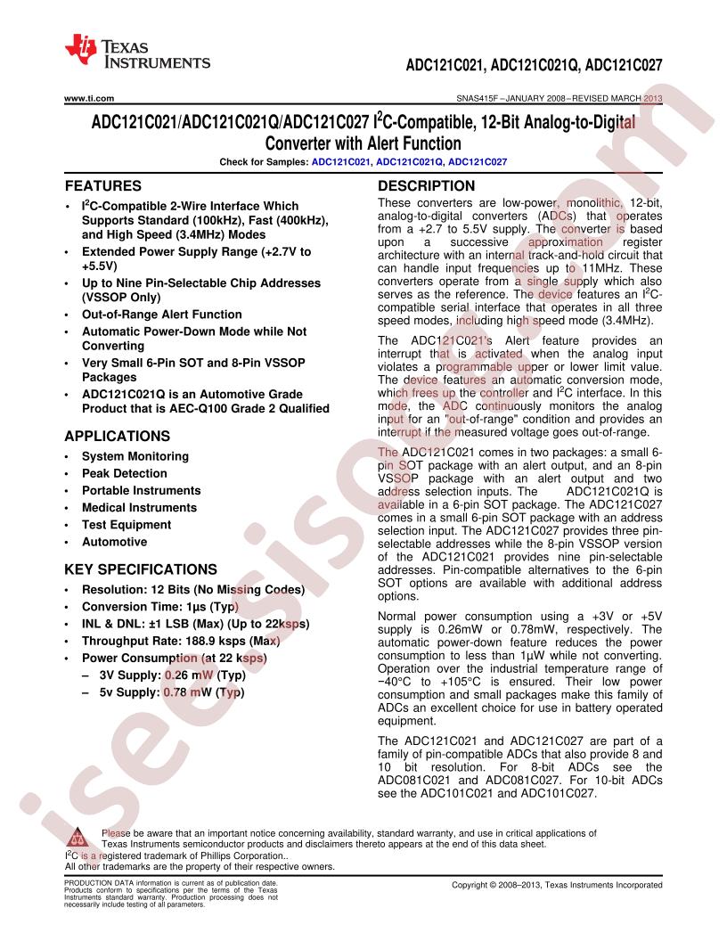 ADC121C021(Q)/27 Datasheet