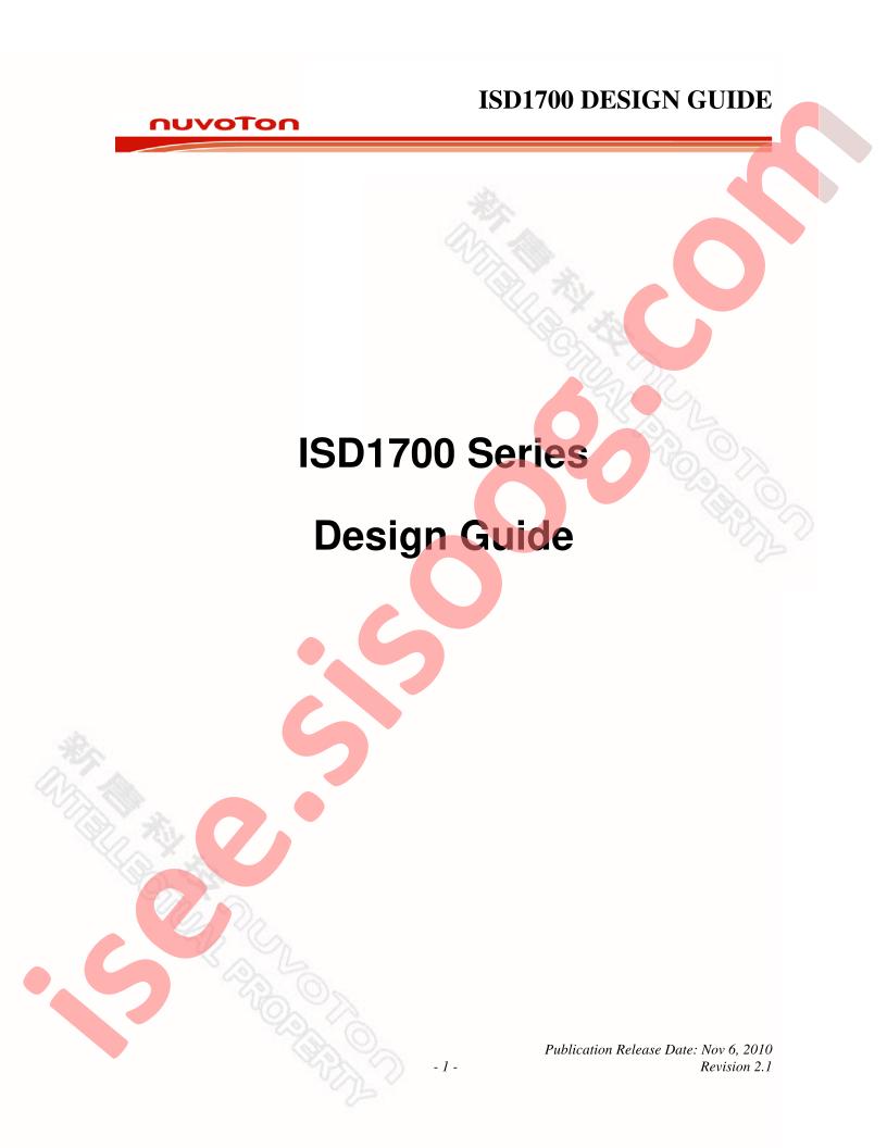 ISD1700 Series Design Guide