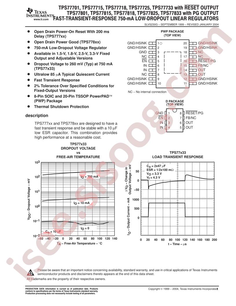 TPS777xx, 778xx Datasheet