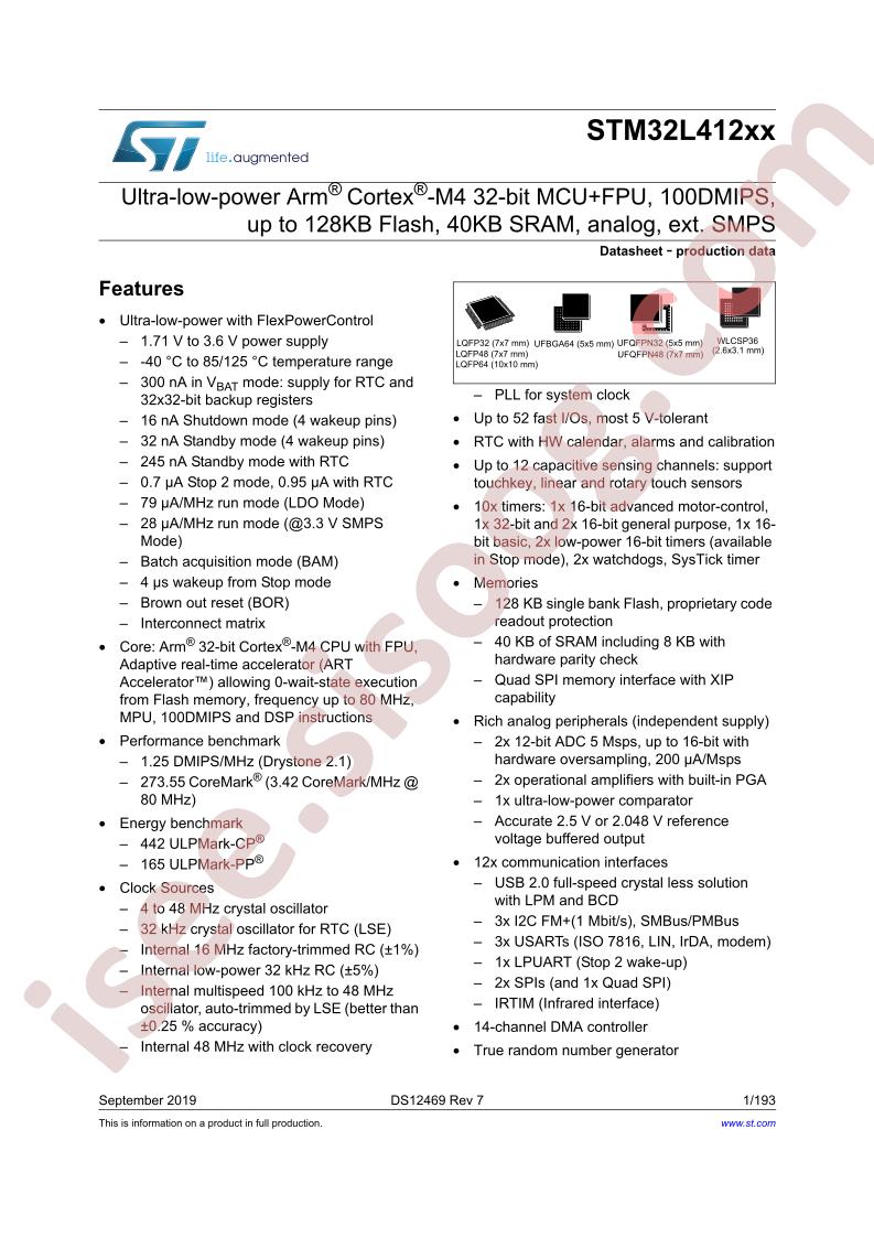 STM32L412xx Datasheet