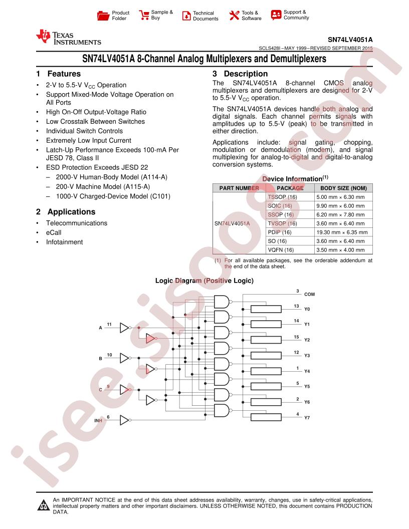 SN(54,74)LV4051 Datasheet