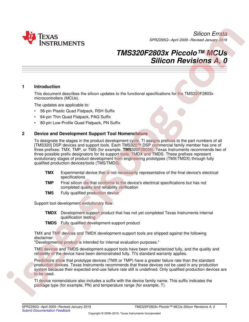 TMS320F28030-35 Errata