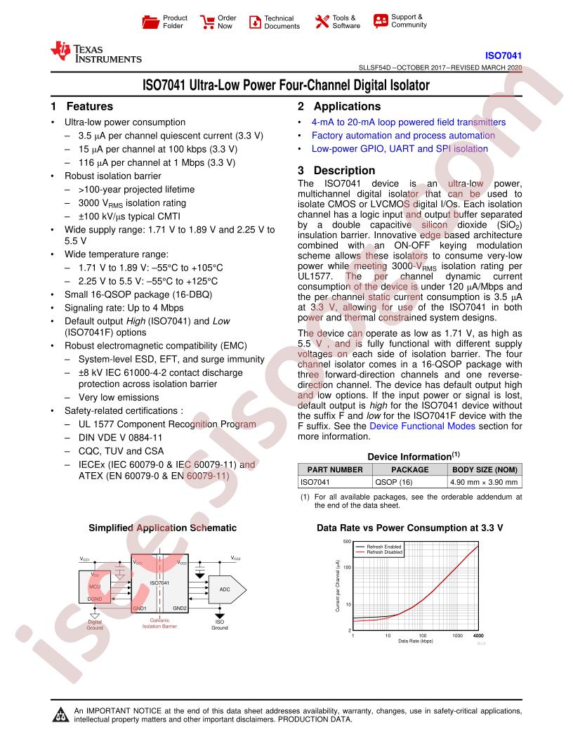 ISO7041 Datasheet