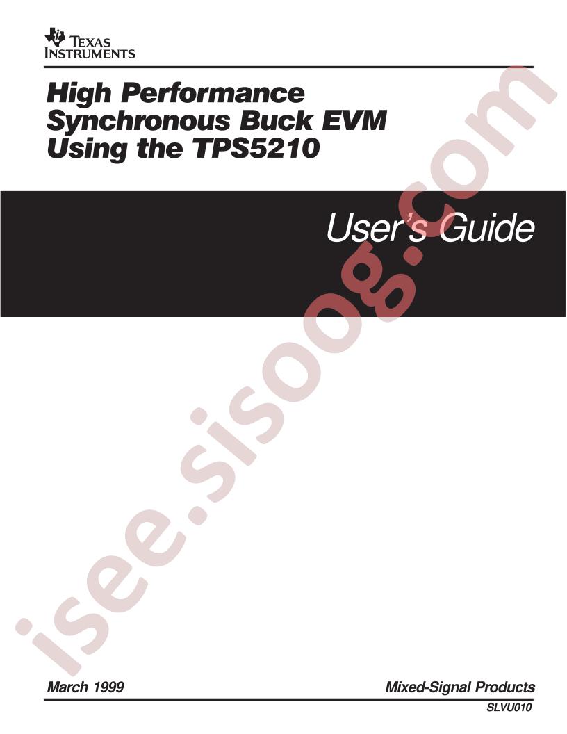 TPS5210 EVM Guide