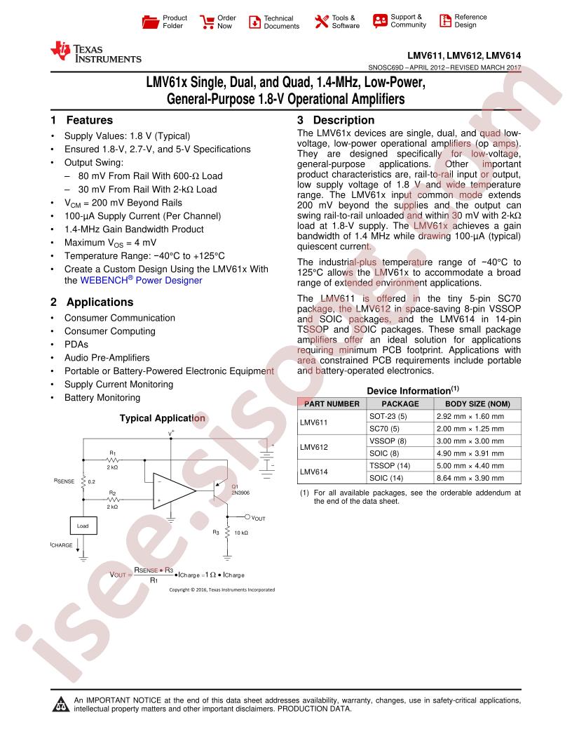 LMV611, 612, 614 Datasheet