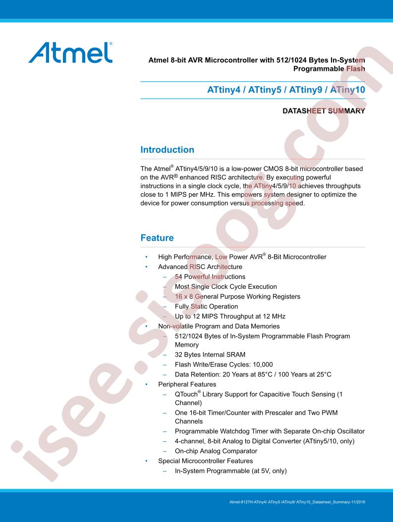 ATTINY4,5,9,10 Summary