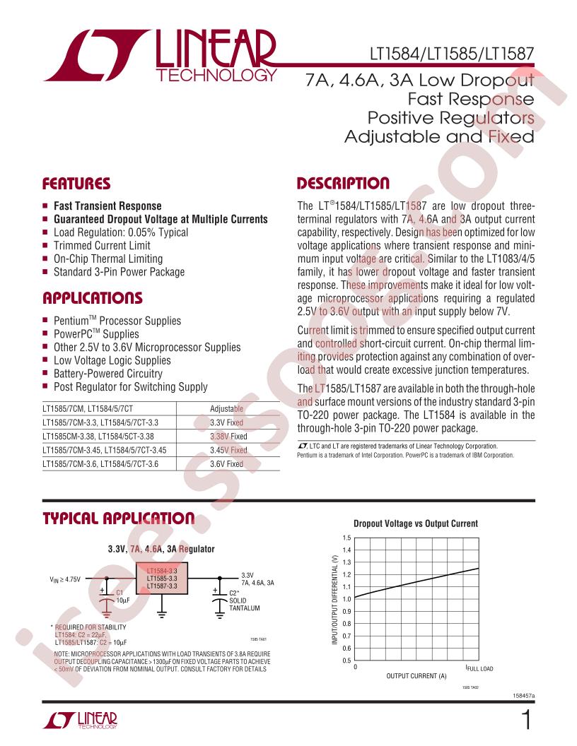 LT1584, 1585, 1587 Datasheet