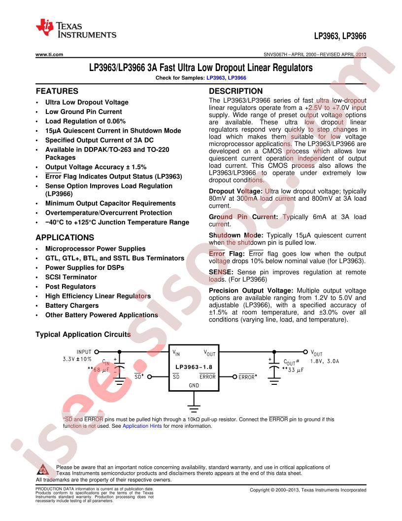 LP3963,66 Datasheet