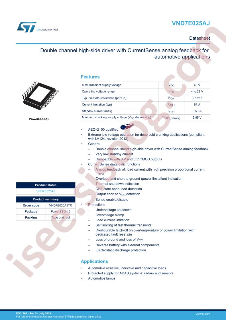 VND7E025AJ Datasheet