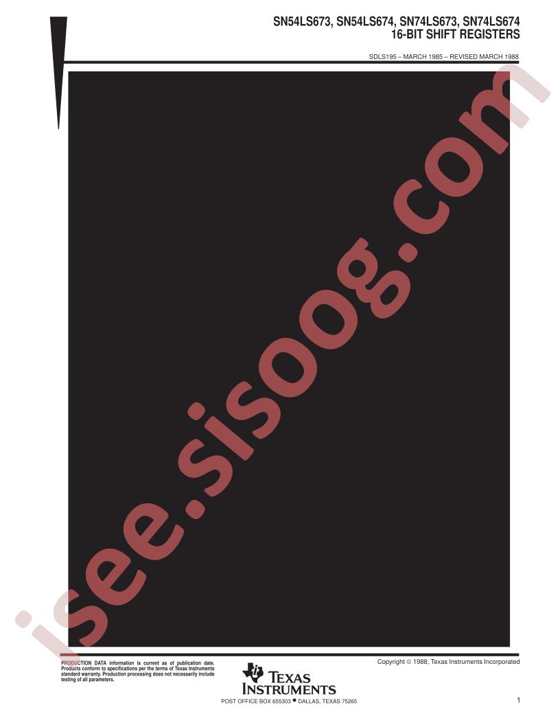 SN54LS673-74, SN74LS673-74