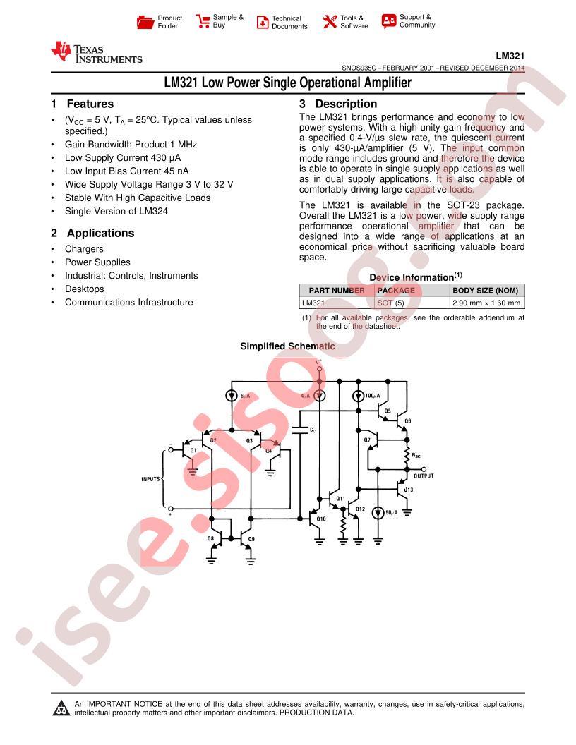 LM321 Datasheet