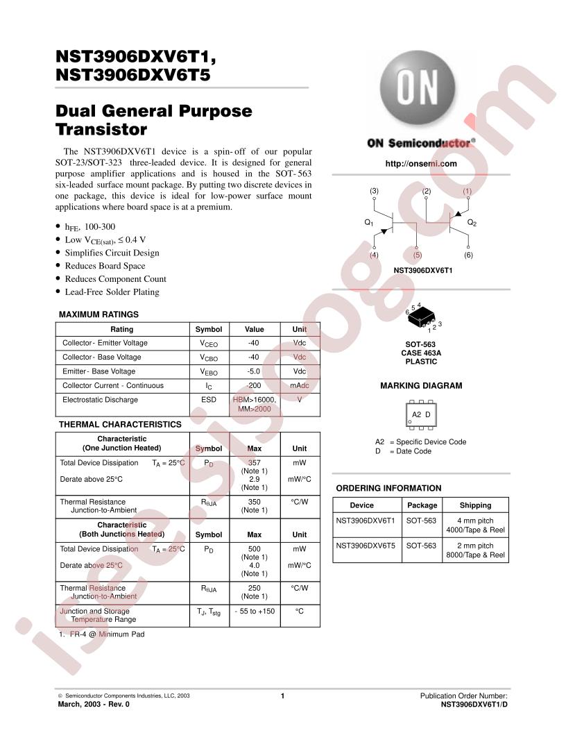 NST3906DXV6T1,5