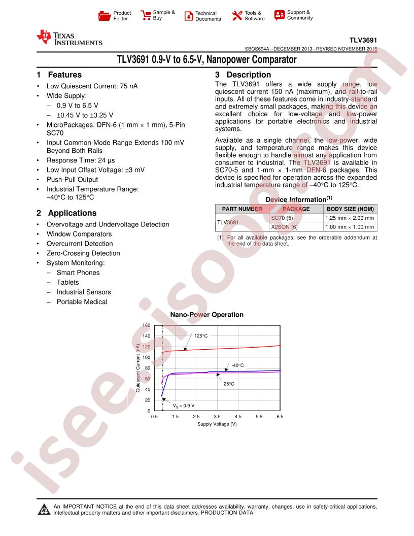 TLV3691 Datasheet