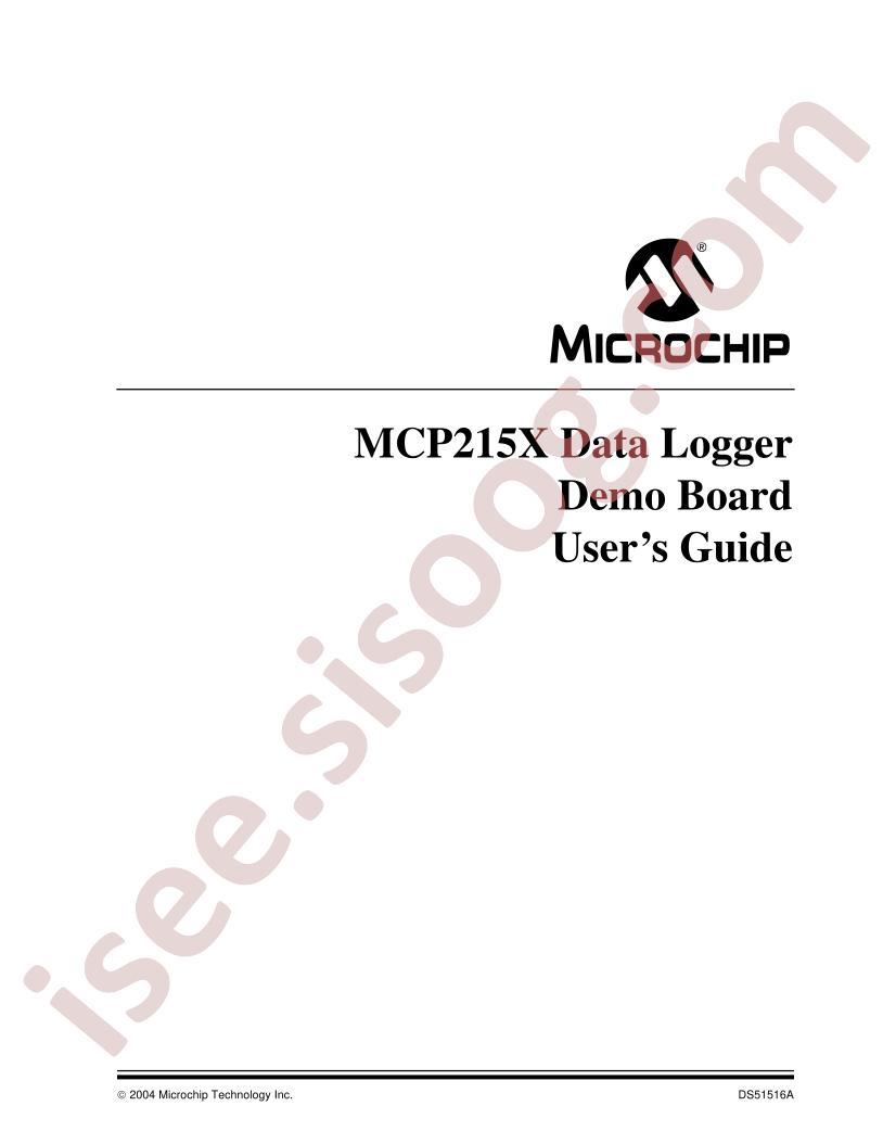 MCP215X Data Logger Demo Board Users Guide
