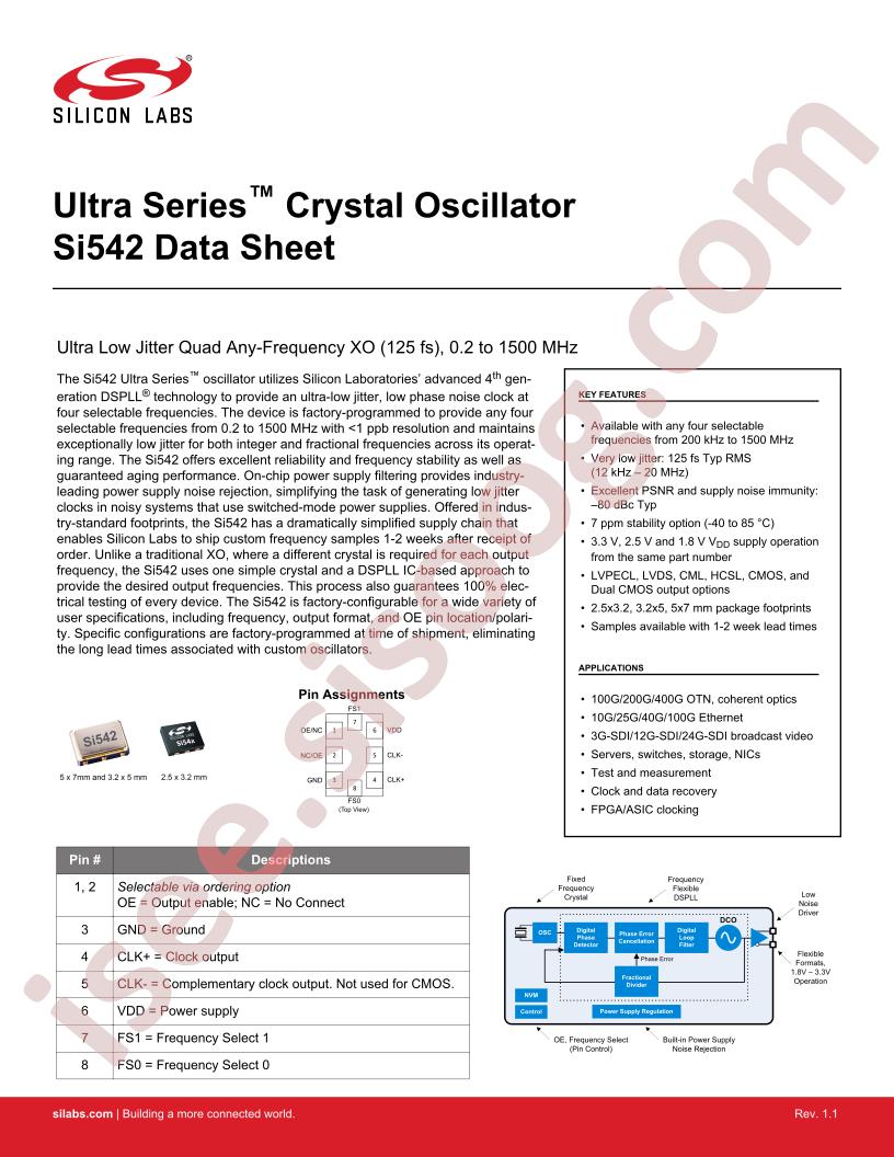 Si542 Datasheet