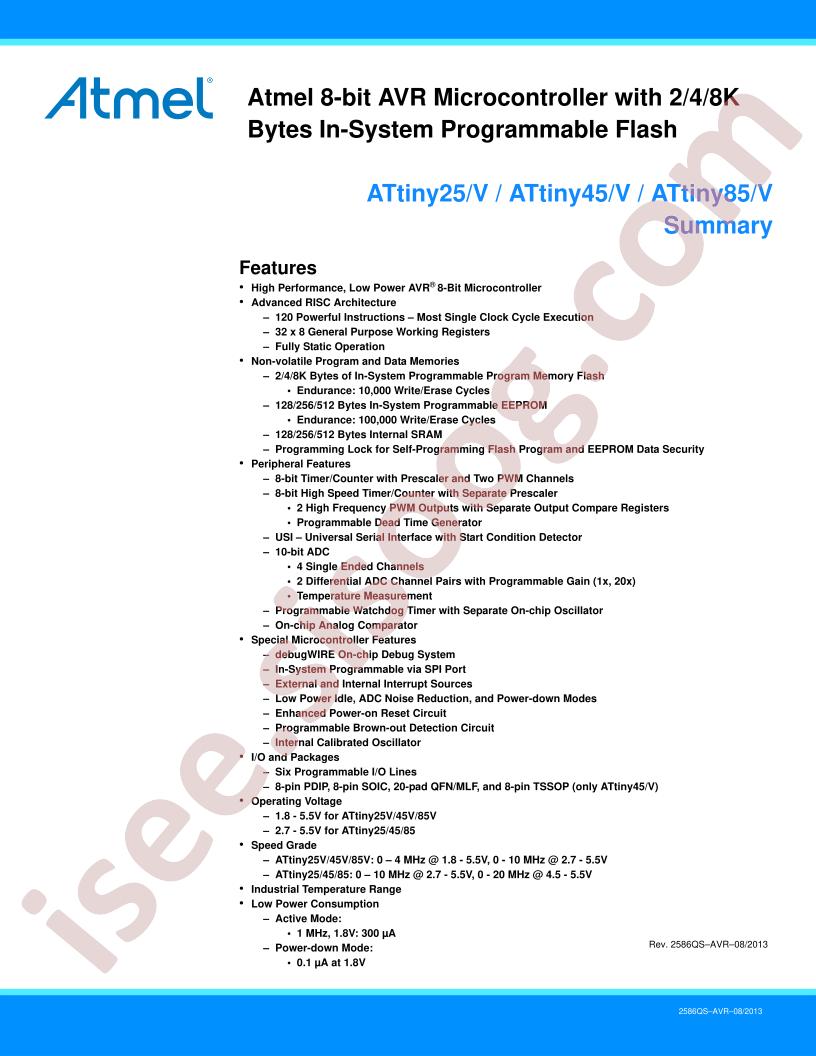 ATTINY25,45,85(V) Summary