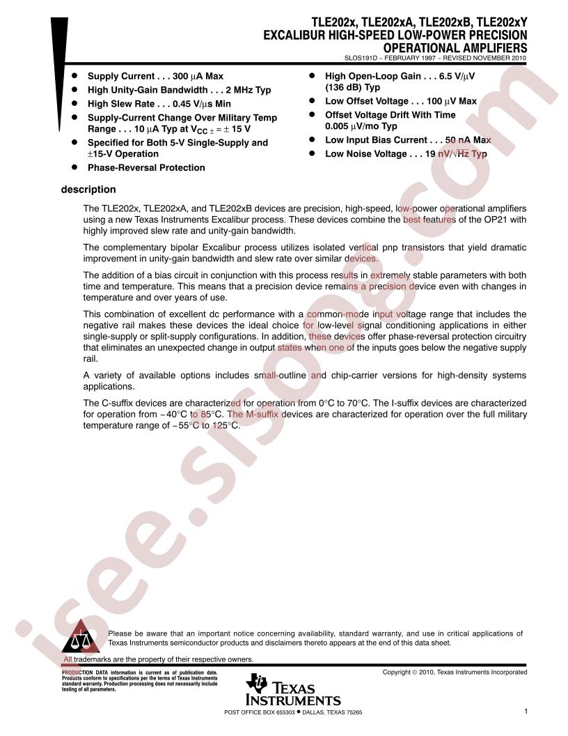 TLE202x(A,B,Y) Datasheet