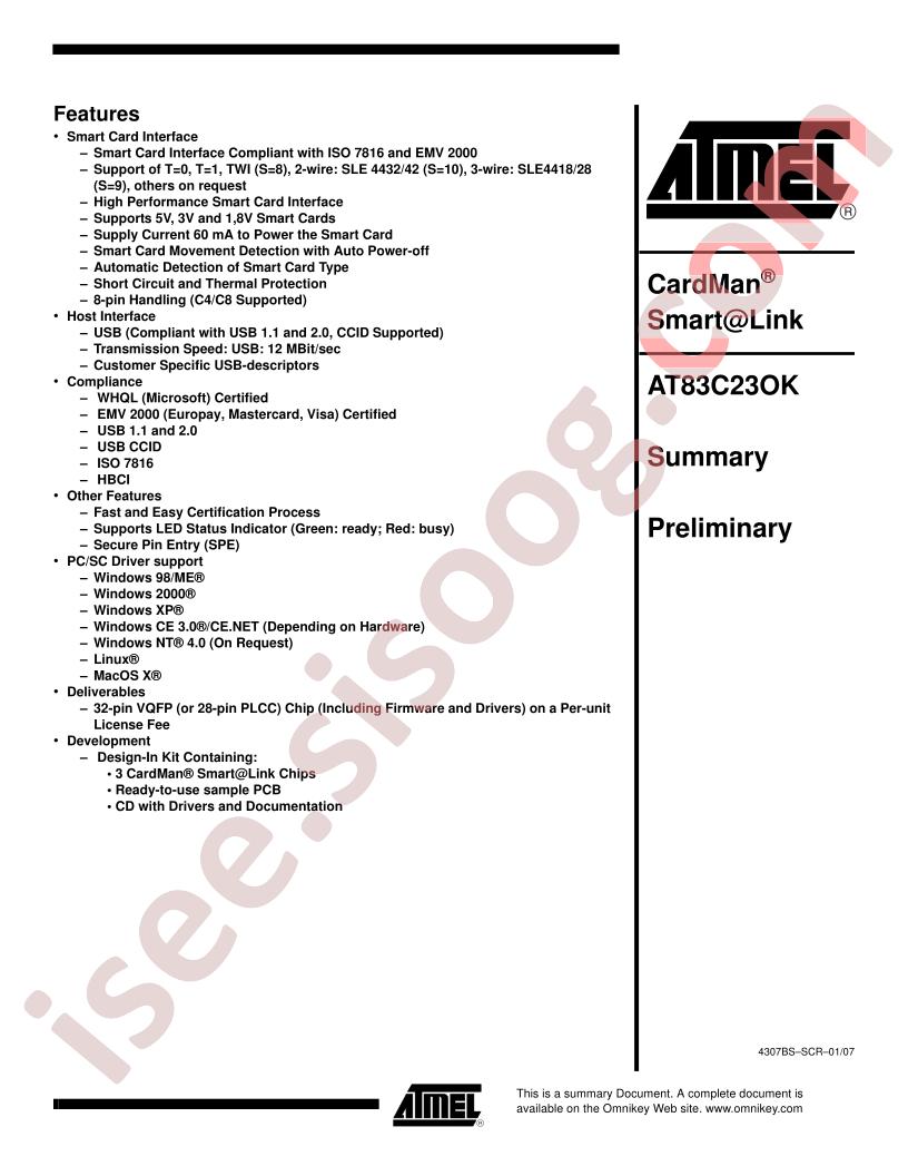 AT83C23OK Summary Preliminary