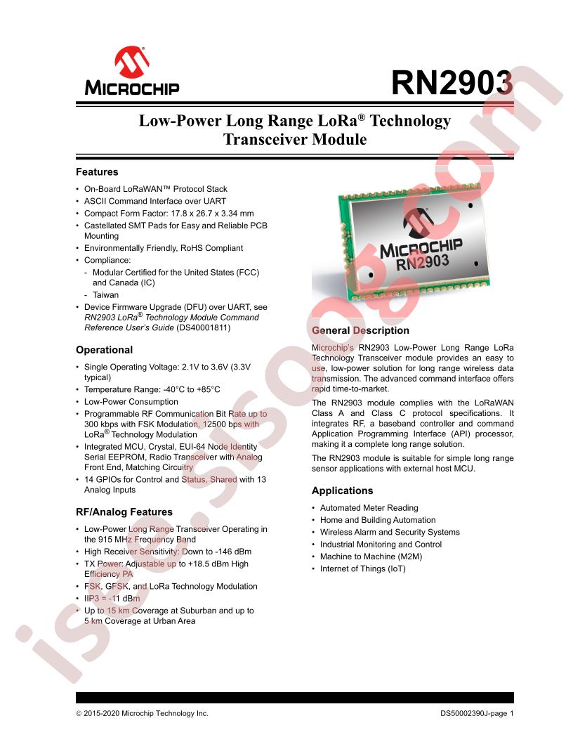 RN2903 Datasheet