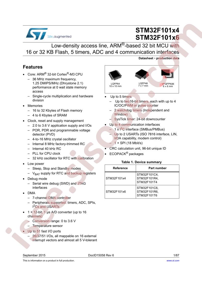 STM32F101x(4,6) Datasheet