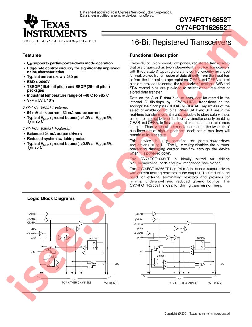CY74FCT16(2)652T