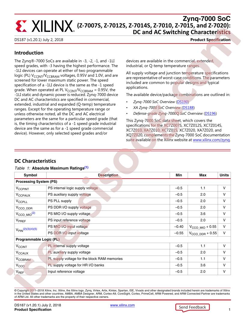 Zynq-7000 SoC Specification