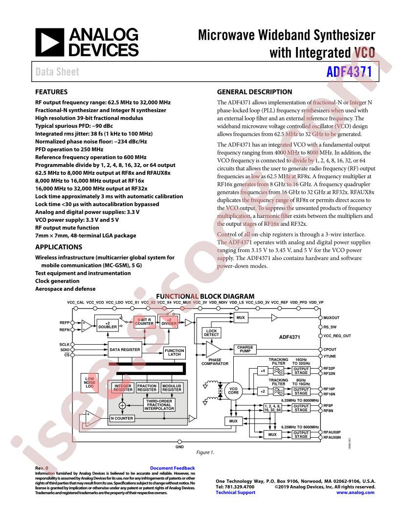 ADF4371 Datasheet