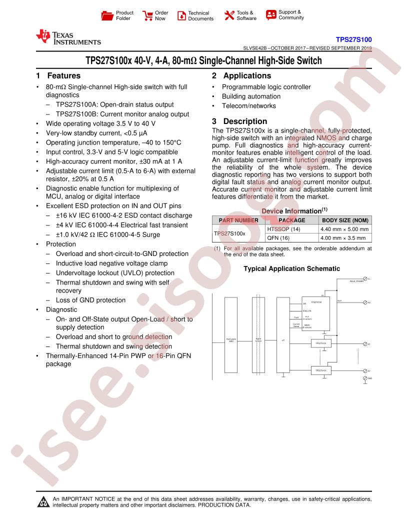 TPS27S100x Datasheet