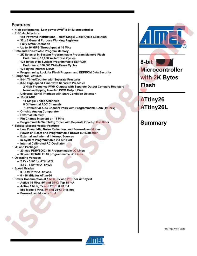 ATtiny26(L) Summary