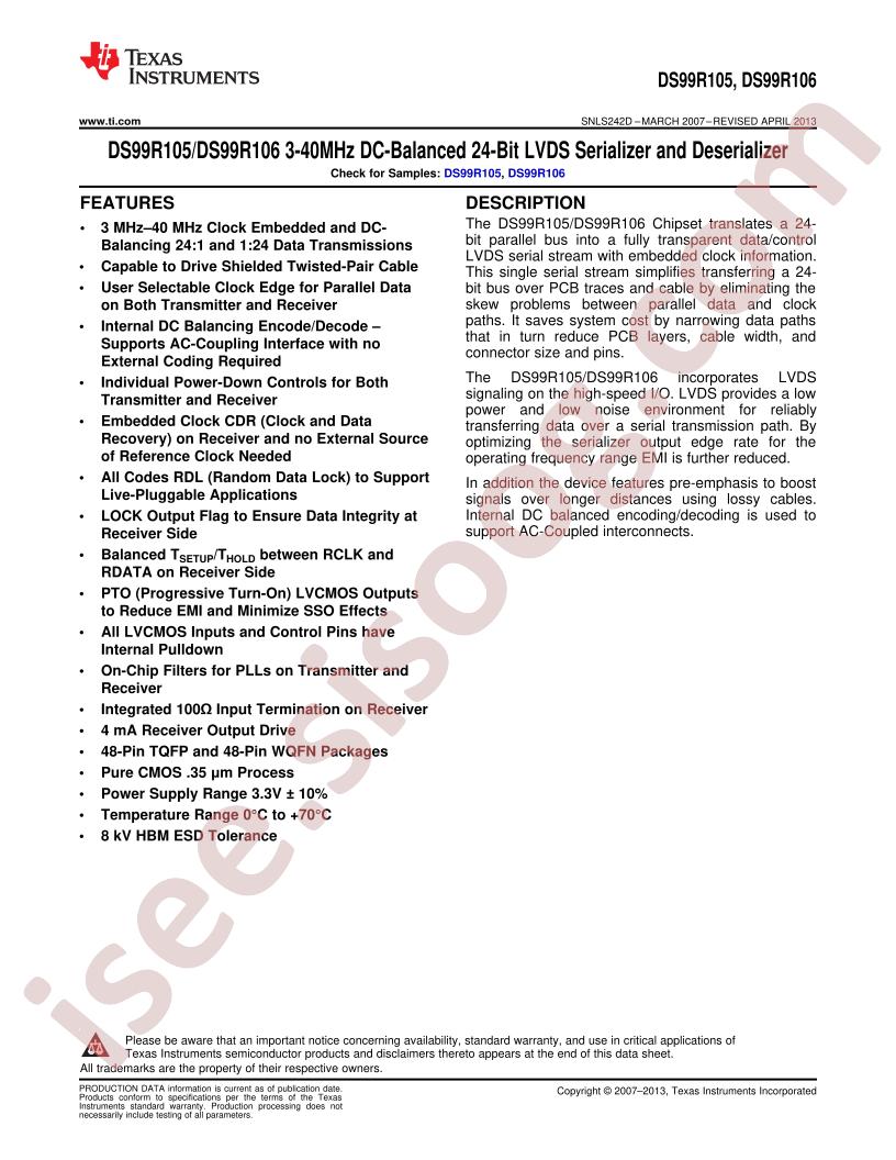 DS99R105, DS99R106 Datasheet