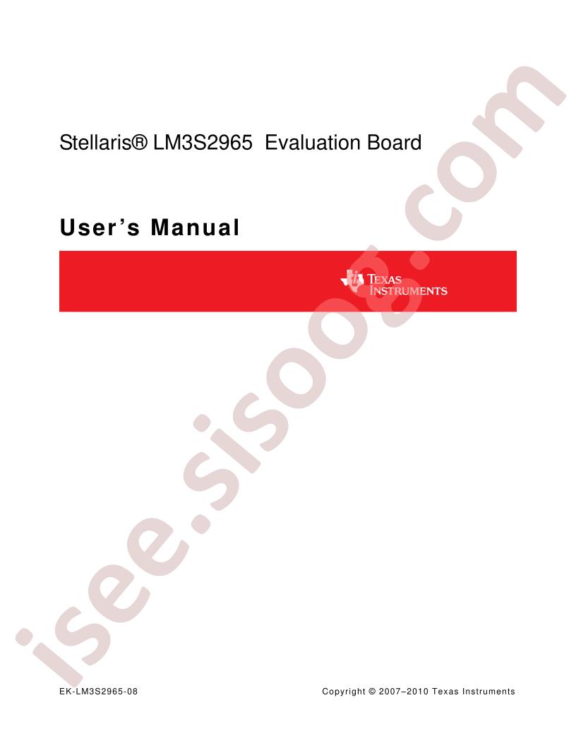 LM3S2965 Eval Brd User Manual