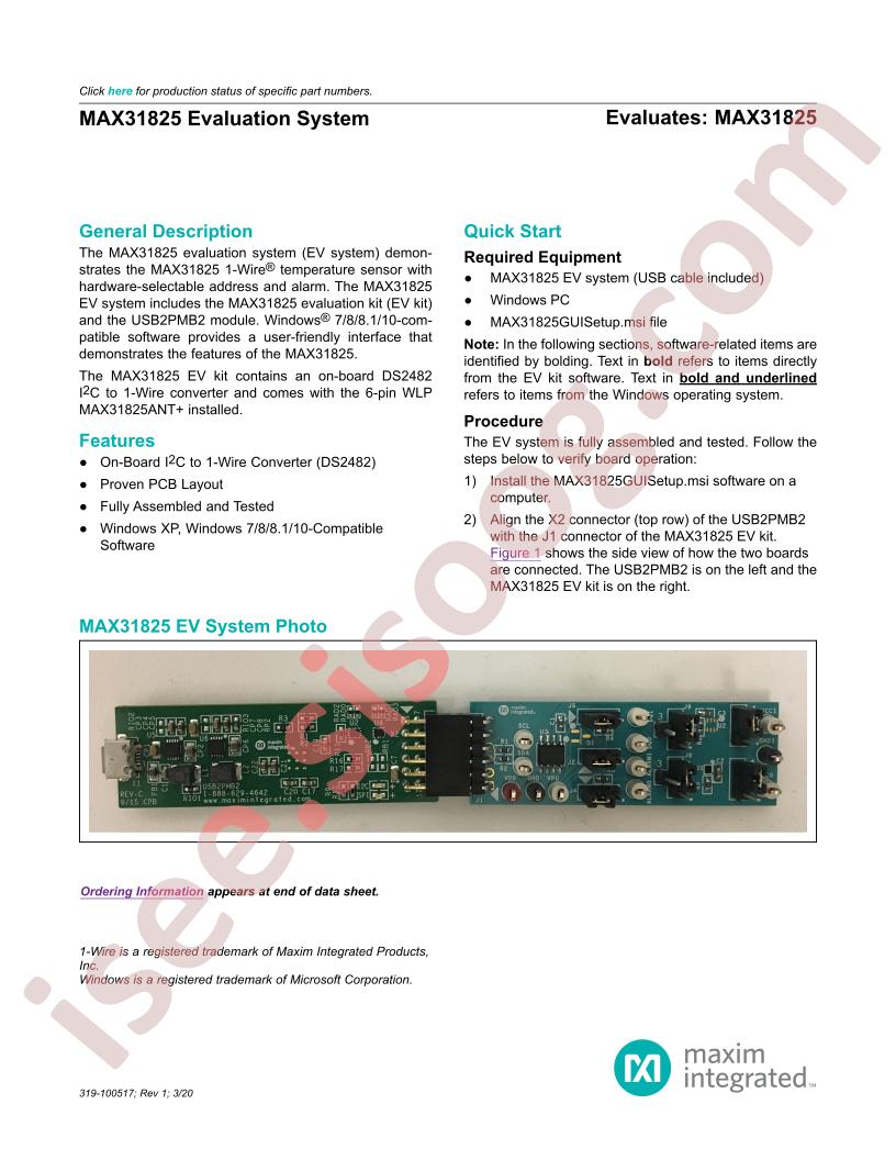 MAX31825 Evaluation System