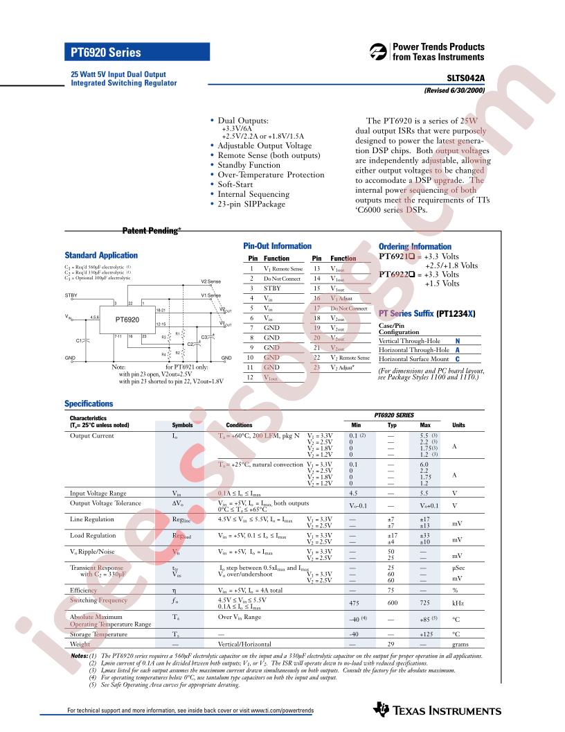 PT6920 Series