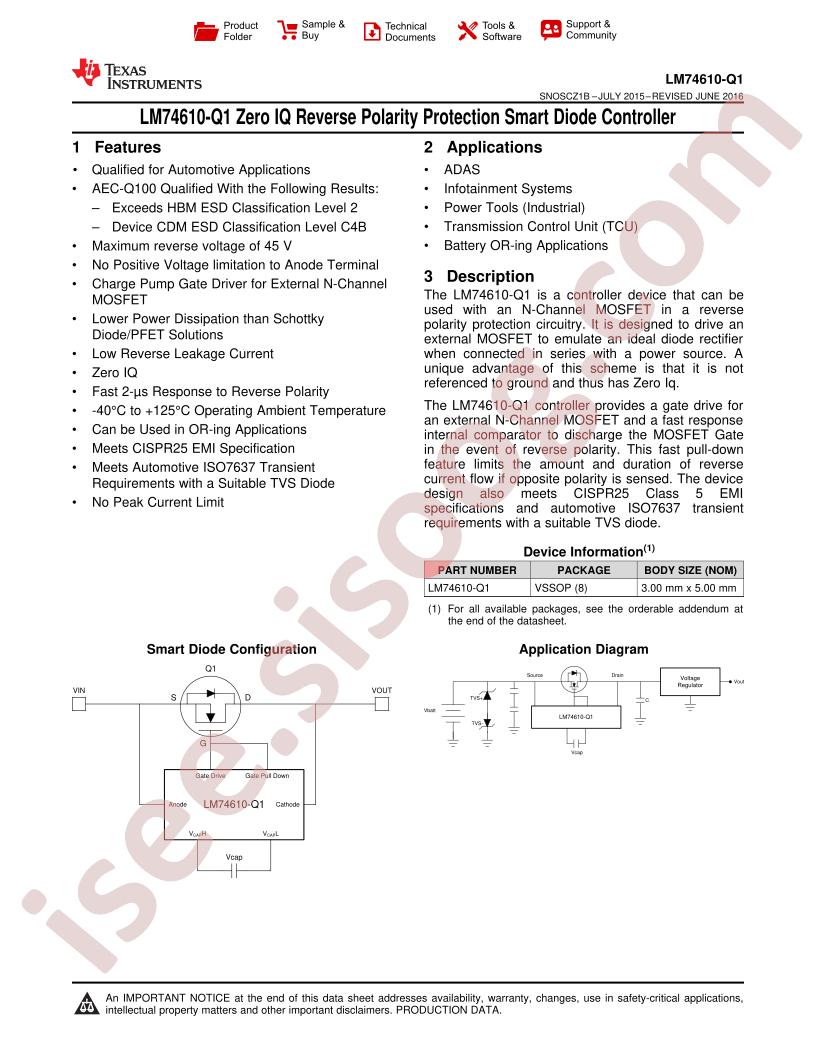 LM74610-Q1 Datasheet