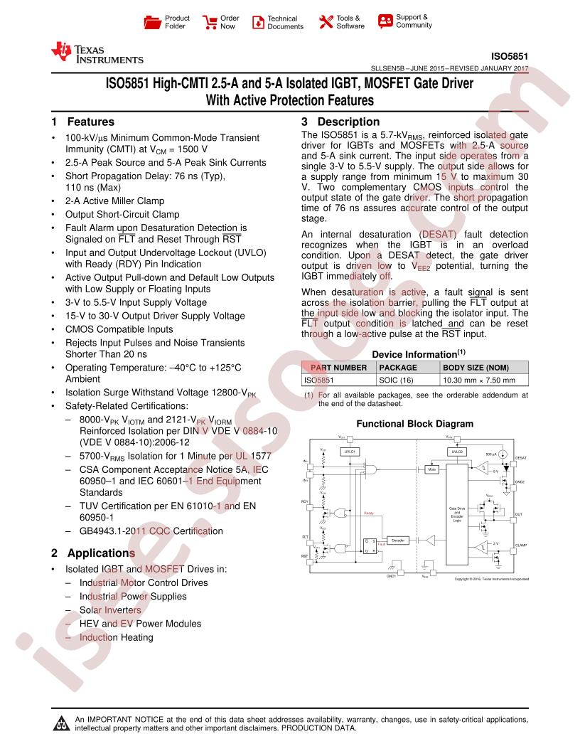 ISO5851 Datasheet