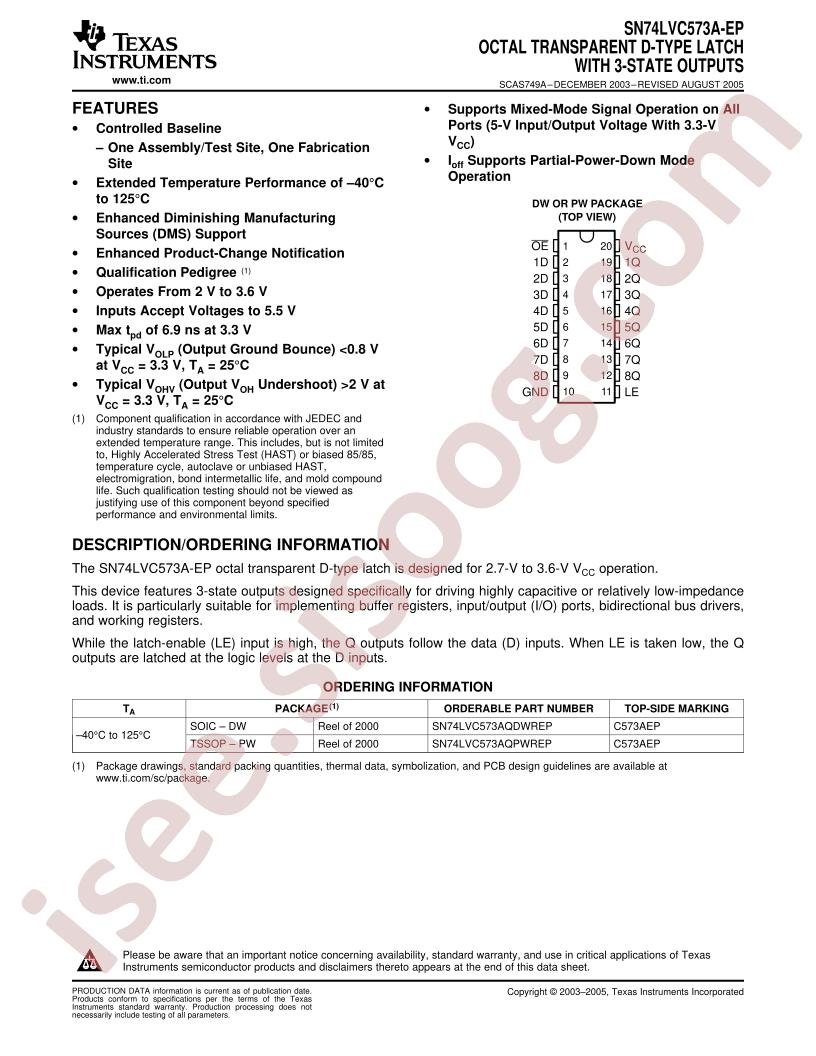 SN74LVC573A-EP