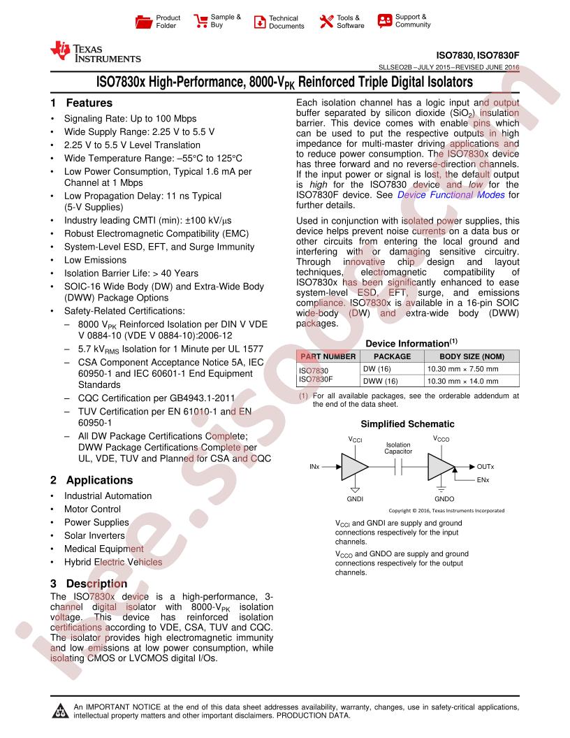 ISO7830(F)DW Datasheet