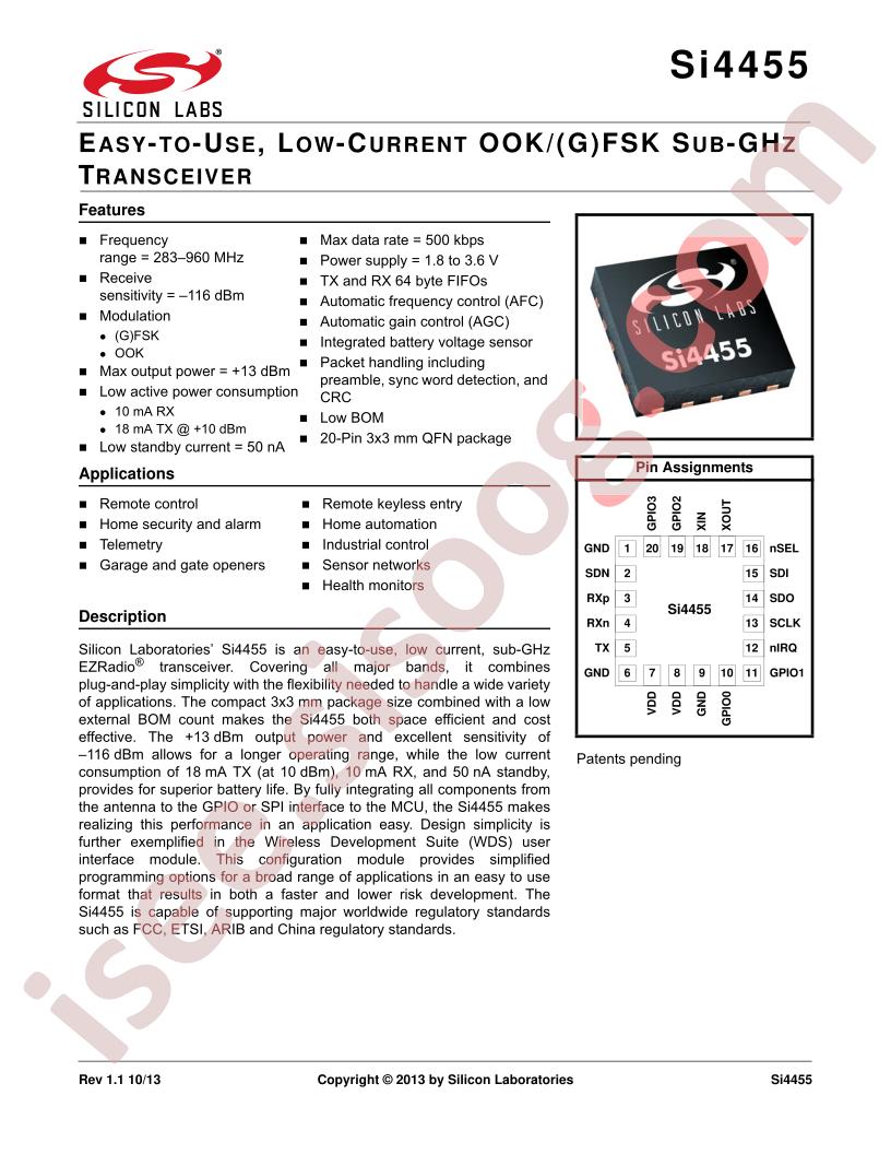 Si4455 Datasheet