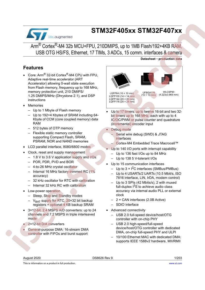 STM32F405xx, STM32F407xx