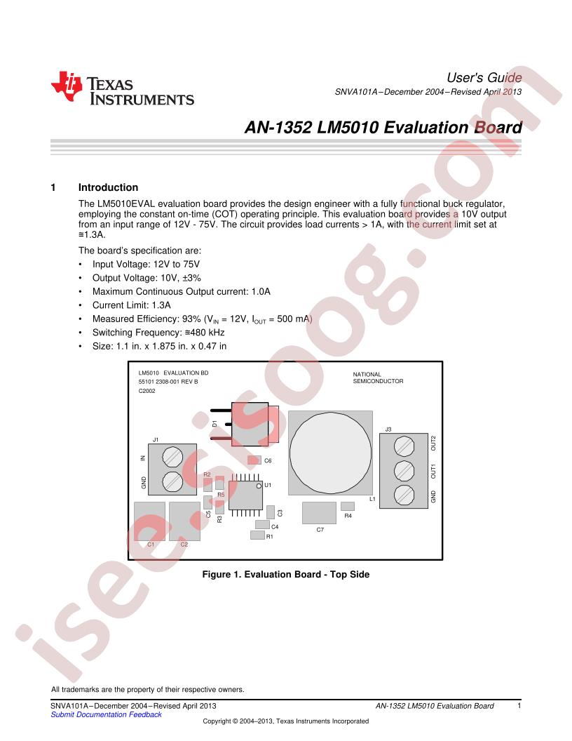 LM5010 Eval Board AppNote