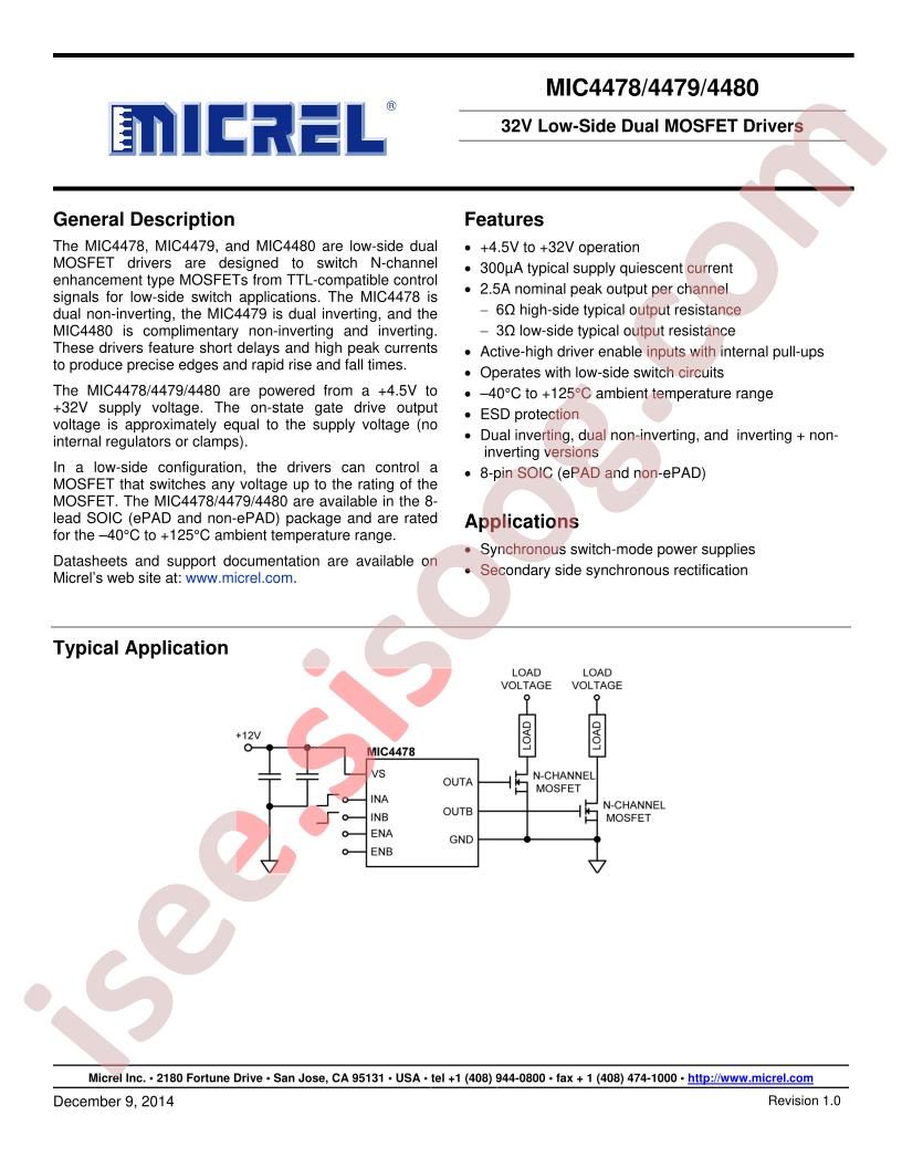 MIC4478-80 Datasheet