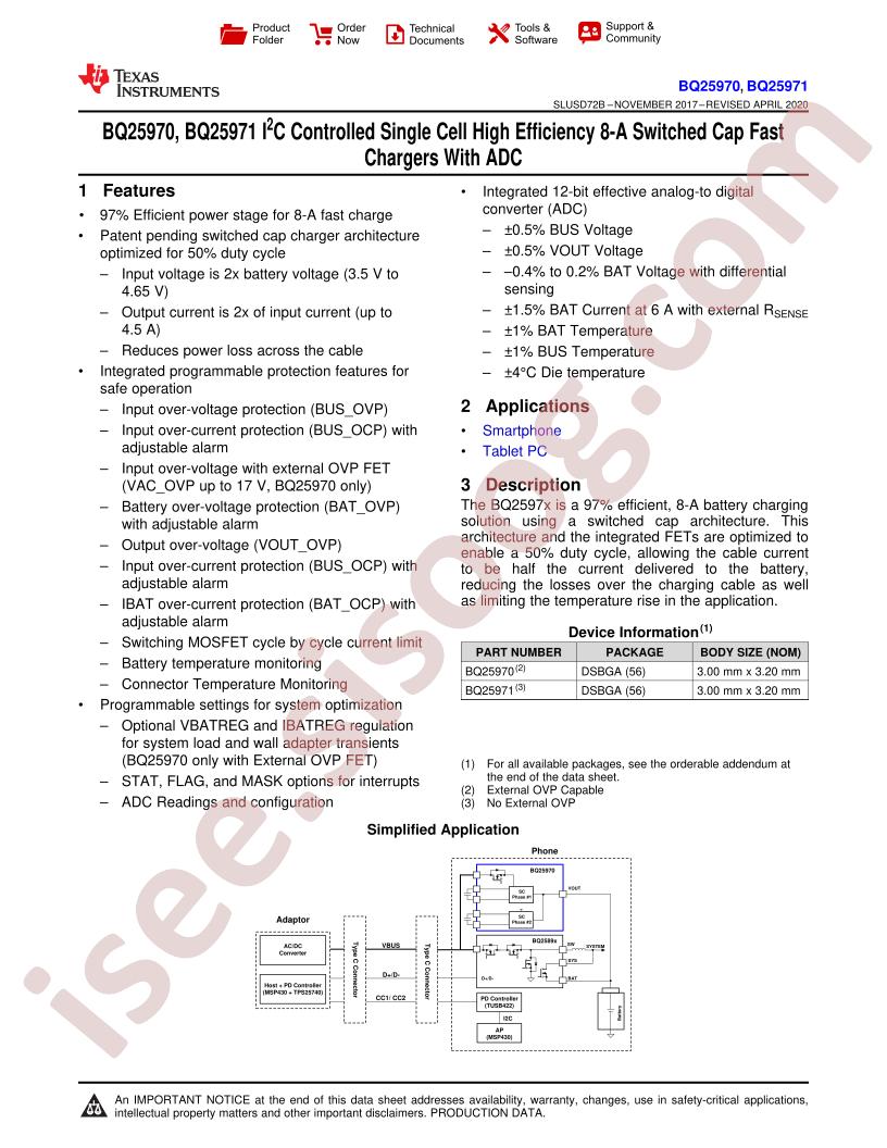 BQ25970, BQ25971 Datasheet