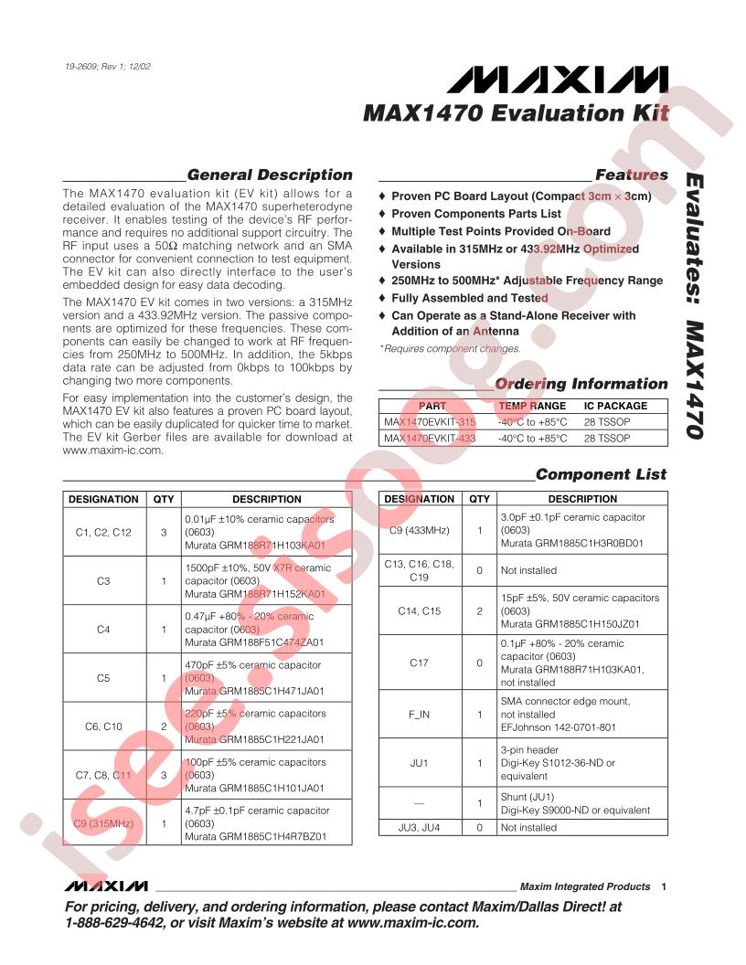 MAX1470 Eval Kit