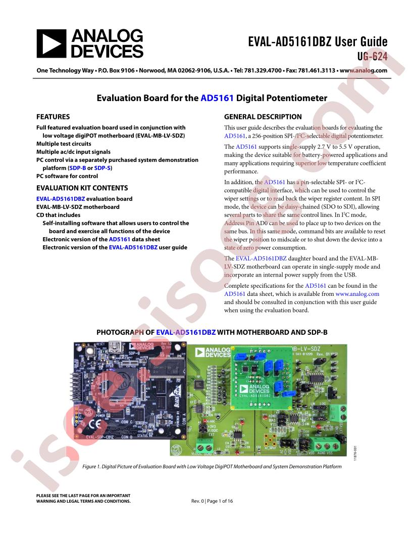 EVAL-AD5161DBZ Guide