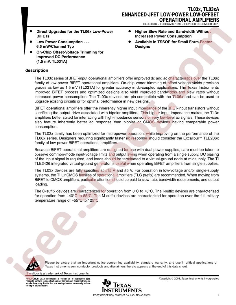 TL03x, TL03xA Datasheet