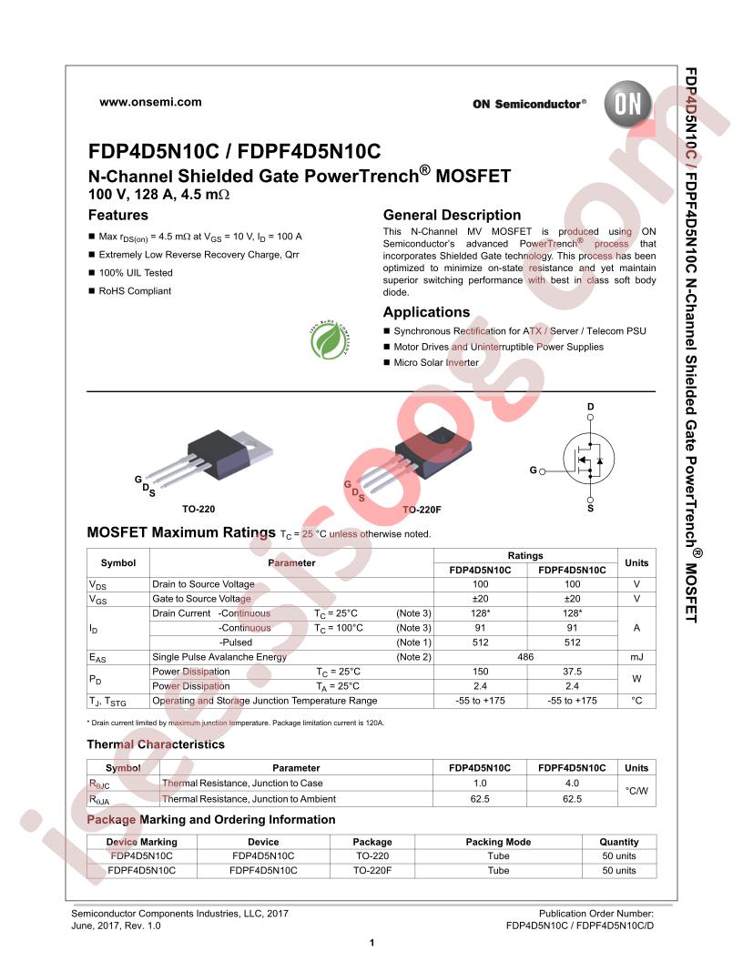 FDP4D5N10C, FDPF4D5N10C