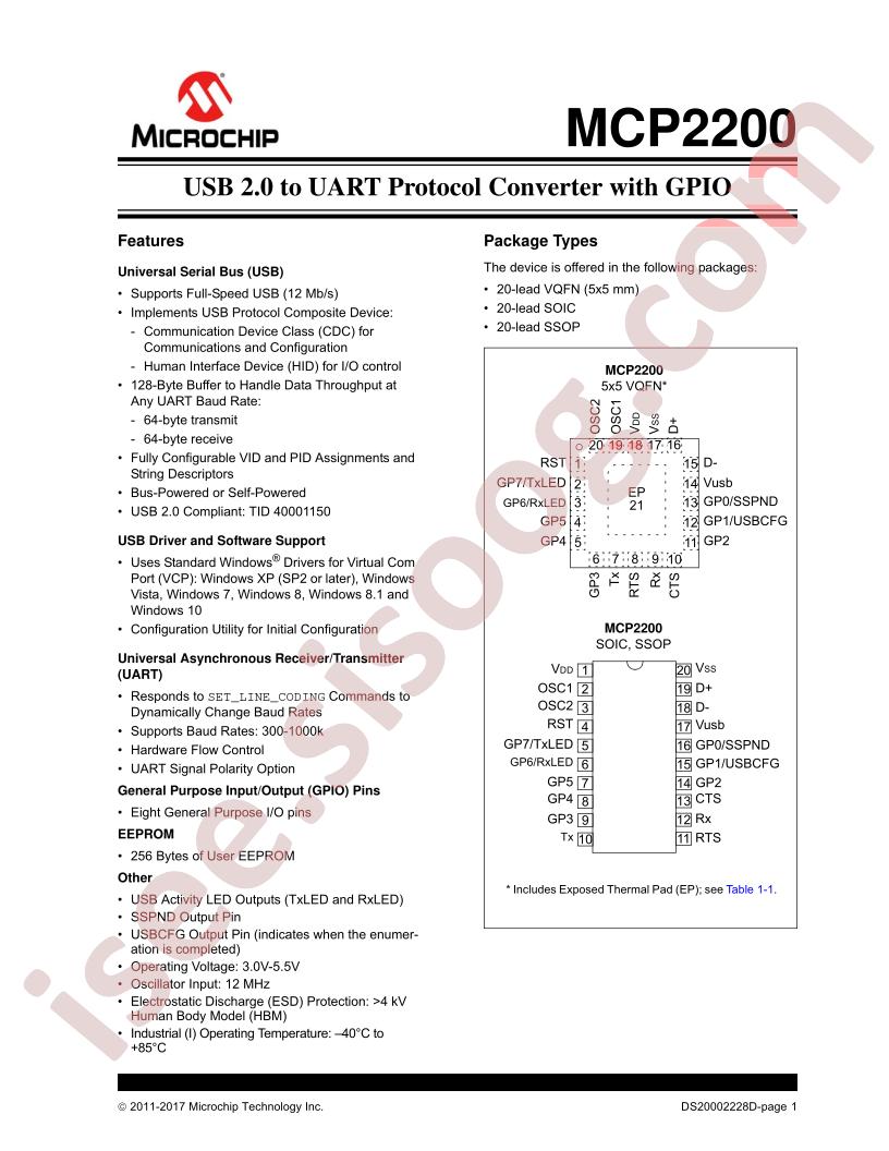 MCP2200 Datasheet